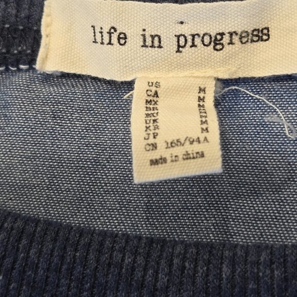 LIFE IN PROGRESS Women's Denim Chambray Long Sleeves Top - Blue - Size M… - Picture 11 of 12